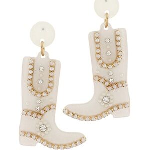 Bridal Pave Cowboy Boot Earrings